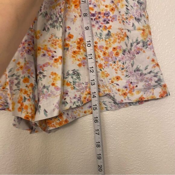 H&M Linen viscose Blend Pull On Shorts hi rise micro floral print pockets size M - Picture 8 of 12